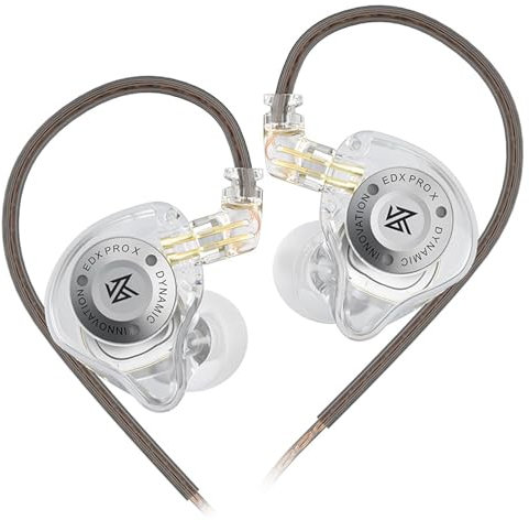 LINSOUL KZ EDX Pro X Écouteurs intra-auriculaires, pilote dynamique unique, moniteur intra-auriculaire HiFi avec forme ergonomique, casque de jeu filaire (sans microphone, transparent)