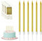 FUZVOL Birthday Candles - 24 Gold Glitter Candles for Party, Wedding, Anniversary Decoration