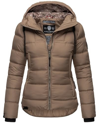 Navahoo Damen Winterjacke Steppjacke gesteppte Jacke mit Kapuze Renesmee XS-XXL (DE/NL/SE/PL, Alphanumerisch, S, Regular, Regular, Taupe)
