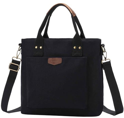 RAVUO Bolsa Bandolera Mujer, Bolsa Lona Grande Bolso Universidad Casual Bolsa de Mano Bolso Shopper Tote Bag de Tela para Universitarias Viajes Uso Diario,Nergo