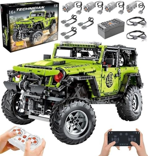 Lukie Technik Auto Jeepe Wrangler, Mit Motoren Set, Modellauto-Bausatz im Maßstab 1:8, Klemmbausteine Technik Offroad Auto aus 2343+ Teile, Kompatibel mit Jeep Wrangler Technic Autos