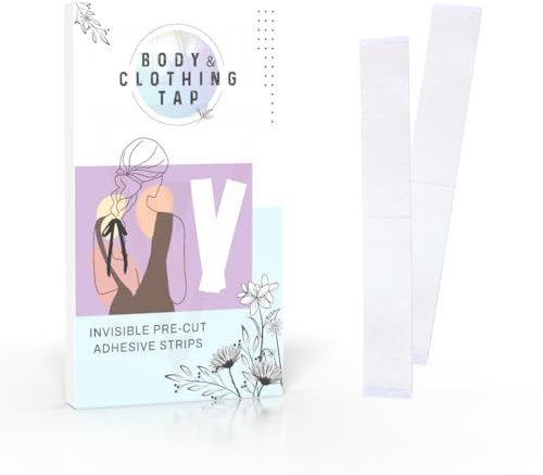 velvet london Double Sided Body Tape, Clothing Tape and Transparent Skin Tape for Clothes & Body, Suitable for All Fabric Types and Sensitive Skin, Extra Adhesive Dress Tape (108 Strips)