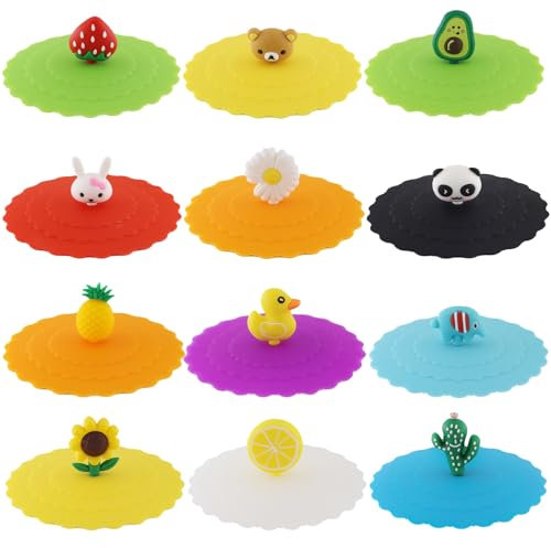 BEASAFY 12 Pièces Couvercle de Tasse en Silicone 10cm, Anti-Poussière Couvercle de Mug, Réutilisables Anti-Poussière Couvercle Tasse, pour Tasses à Eau, Tasses à Café, Maison et Extérieur
