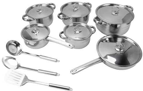 Casseroles en Acier Inoxydable 5 pièces avec Couvercles pour Cuisson Haute Température et Résistance aux Rayures, Batterie de Cuisine pour Famille, Repas Quotidien, Cuisine Moderne