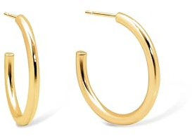 SINGULARU - Pendientes Aro Tube. Acero con Acabado en Baño Oro de 18Kt. Macizos Con Cierre Tuerca a Presión. Joyas para Mujer