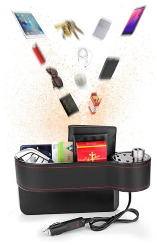 Gatuida Car Seat Storage Box Charger Organizer Box for Car Foldable Cigarette Lighter