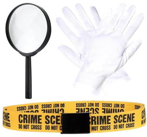 Tatortreiniger Kostüm Set Gürtel Handschuhe Lupe Verkleidung Fasching Karneval Tatort Reiniger Ermittler