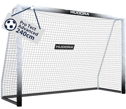 HUDORA Fußballtor Pro Tect Advanced – Outdoor Fußballtor mit Netz und wetterfester Ummantelung für Kinder/Erwachsene – Einfacher Aufbau im Garten – Hochwertige Torwand mit Reiß- und Klettverschlüssen