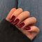 KQueenest Cateye Burgundy Red Press on Nails Almond Medium Glazed Glitter Black False Nails Medium Stiletto, Shiny Bling Acrylic Fake Nails Set Cute Stick on Nail for Women 24 Pcs