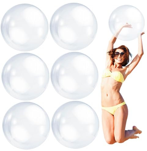 6pcs Pelota de Playa Transparente Bola Inflable 16 '' Bola de Playa Gigante PVC Blow up Transparente Piscina para favores de Fiesta de la Piscina de Verano