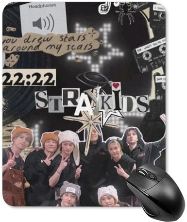 ZRCLXLVU Stray Kids Schlankes Mauspad, widerstandsfähig, für Laptop, Spielen, Gaming, weiche Beschichtung, tragbare Basis, Desktop