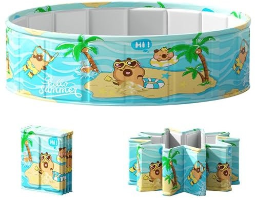 Faltbarer Swimmingpool, nicht aufblasbarer Bodenpool mit wasserdichter Auskleidung, tragbares Badebecken, ideal für Erwachsene, Hinterhof, Outdoor-Garten, Sommerspaß, Terrassenwasserpartys