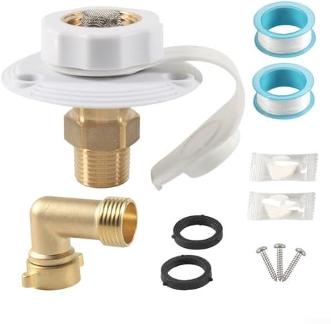 Efficient Brass Water Inlet Valve and Adapter for Drinking Water Safety (White)