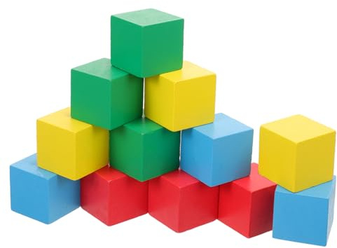 FRCOLOR Farbige Holzklötze für Kreative Bausteinprojekte | Kompakte Quader, Selbstgemacht Basteln und Lernspiel, 12 Stück für Familienaktivitäten und Junge Nutzer