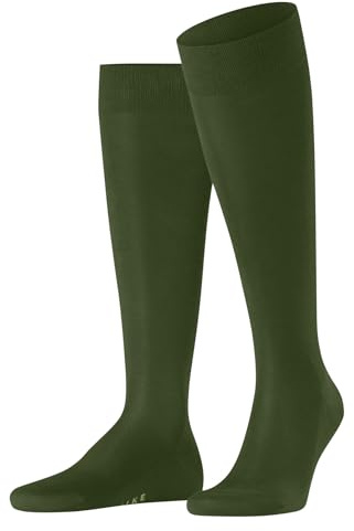 FALKE Men's Tiago M Kh Fil D'Écosse Cotton Long Plain Knee-High Socks 1 Pair, Green Cypress 7528, 7-8