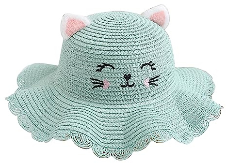 Asukohu Joli chapeau de paille pour enfants, chapeau en forme d'oreille de chat, visage souriant, chapeau de paille à large bord pour filles avec sac assorti en forme d'oreille avec sac assorti
