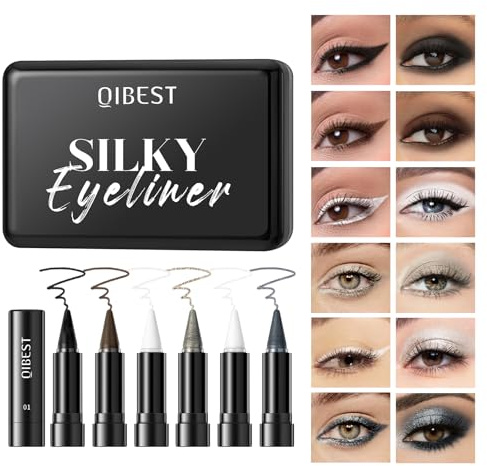 6 Colours Eyeshadow & Eyeliner Stick Set – Multi-Use Eye Pencil, Black White Silver Brown Grey Eyeshadow Stick, Long-Lasting Waterproof Eye Makeup