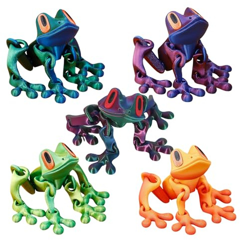 Magnet Froschs | 5 Stück Froschs kühlschrankmagnet | 3D gedruckte Tieree Magnete Kühlschrank | Realistische Sprungfrösche mit artikulierten Gelenken | Posenable Frogs Aufkleber für Kühlschrank