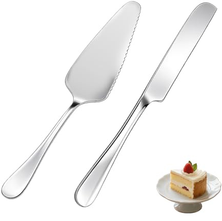 CanQuanSWZX Cake Knife and Server Set Stainless Steel Wedding Cake Cutter Slicer and Cutting Knife for Celebrations, Cake Slice and Server for Weddings, Parties, Birthdays and Desserts
