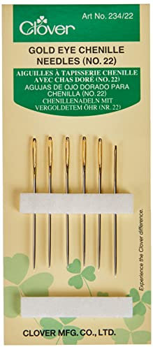 Clover 234/22 Chenille-Nadeln mit vergoldetem Öhr Nummer 22, Gold