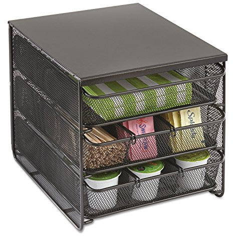 Safco 3275BL Onyx Mesh Hospitality Organizer with 3 Drawer - Black