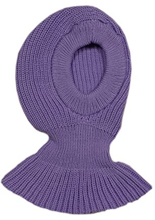 100% Merino Wolle Balaclava Hut Mütze Schal Gestrickt Schafswolle Erwachsene Frauen Männer Unisex Lilac
