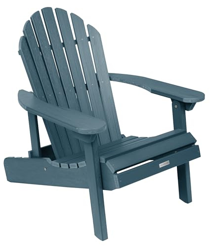 highwood Hamilton Made in the USA Folding and Reclining Adirondack Chair, Adult Size, Nantucket Blue