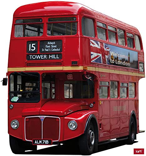 1art1 London Roter Bus Wand-Tattoo | Deko Wandaufkleber für Wohnzimmer Kinderzimmer Küche Bad Flur | Wandsticker für Tür Wand Möbel/Schrank 60x55 cm