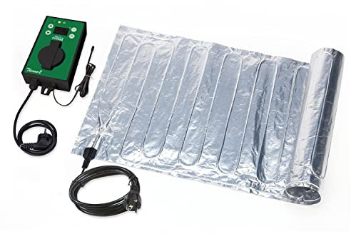 Bio Green Tappeto riscaldante per Articoli da Coltivazione in Alluminio con termostato, Argento