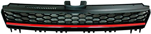 AUTO-STYLE Kühlergrill GTi-Look kompatibel mit Volkswagen Golf VII 2012-2017 Schwarz/Rot
