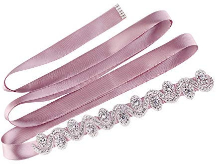 Sourcingmap Ruban Satin perlé femmes Ceinture Strass mariée rose pâle