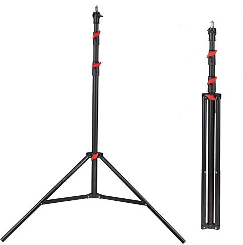 LENCARTA® Professional Tripod Light Stand 2.65 m / 104 inches | Aluminium Air Damped Photography Stand, Height Adjustable, Foldable and Portable Sturdy Tripod Stand, Matte Black for Studio Lighting