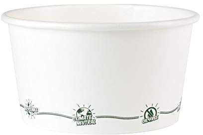 BIOZOYG Nachhaltige Universal Karton Einwegschalen für Eis, Dessert, Fingerfood, Vorspeisen, Snacks I 25 St. Speisebecher weiß mit Icon Druck 300 ml / 12 oz I runde Einwegbecher kompostierbar