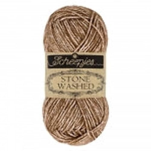 Scheepjes Stone Washed 1 Knäuel 50 g – Farbton 822 Braunachat Baumwollmix für Häkeln und Stricken