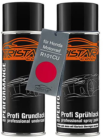 TRISTARcolor Motorradlack Spraydosen für Honda R101CU Candy Glory Red Me. | für Honda Motorcycles, Candy Glory Red Metallic, Set aus Grundlack + Basislack, Sprühdosen 400ml