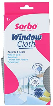 Sorbo Window Cloth, Glass Cloth, Streak Free, Ultra-Absorbent, Scratch Free, Ideal for Polishing Windows and Glass, Re-usable, Machine Washable, 10 X 25 cm, Grey