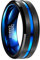 NUNCAD Men Pop Ring Wolframcarbid schwarz＋blau (galvanisiert) Außenbreite 8mm bequem Herren Ring Fashion Größe 73.5 (23.4)