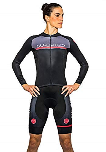 Sundried Womens Long Sleeve Cycle Jersey Cycling Clothing Apparel for Road Bike and Mountain Bikes (Black, L)