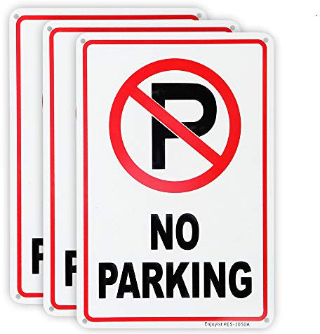 Lot de 3 panneaux de signalisation « No Parking » de 25,4 x 17,8 cm, 10,2 cm en aluminium, anti-rouille, résistant aux UV et aux intempéries