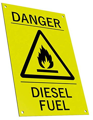 Warnschild mit Aufschrift Danger Diesel Fuel Driver, Gelb und Schwarz