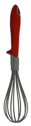 Pintinox Up frusta da Cucina in Silicone, Resistente al Calore, Manico Antiscivolo e Autoportante, Ideale per Superfici Antiaderenti, Colore grigio con manico rosso