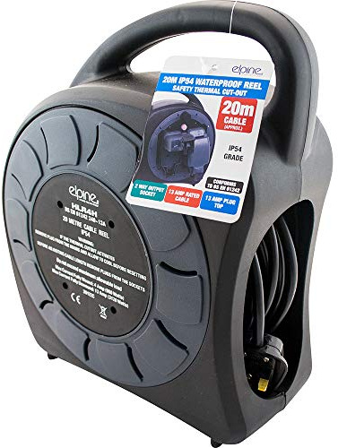 New 2 Way 20M Extension Reel Heavy Duty Waterproof Lead Gang Mains Socket 13 AMP