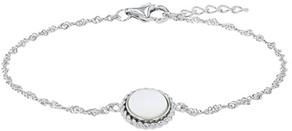 Amor Armband 925 Sterling Silber Perlmutt Damen Armschmuck, 17+2 cm, Silber, Kommt in Schmuck Geschenk Box, 2036019