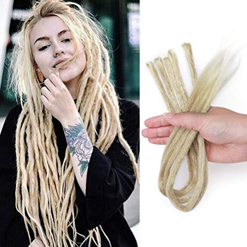 5pcs Dreadlocks Extensions de cheveux Crochet à extrémité unique Cheveux synthétiques Jamaïque Punk Hip-Hop Reggae Tressage de cheveux Faux Locs pour Hommes Femmes 50cm Bleach Blond