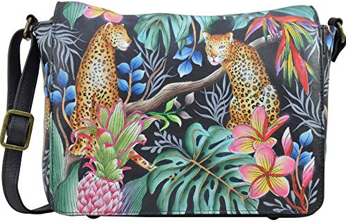 Anuschka Damen Leder-Crossbody-Bag – Handbemalte Umhängetasche aus echtem Leder mit verstellbarem Gurt - 683