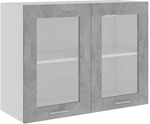 vidaXL Armario de Cocina Muebles Mobiliario Duradero Mesa de Trabajo Almacenamiento Cuenco Plato Olla Alacena Contrachapada Gris Hormigón 80x31x60cm
