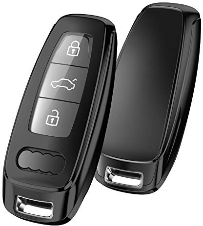 OATSBASF Schlüsselhülle Geeignet für Audi,Autoschlüssel Hülle für A6L A6 A7 A8 Q7 Q8 E-Tron 2019 2020 Silicone TPU Schutzhülle (Schwarz)