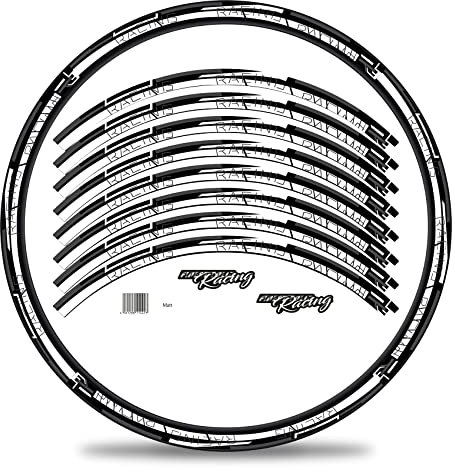 Finest Folia 16-teiliges Set Felgenrandaufkleber Sticker für Fahrrad Felgen Streifen Stripes Design Komplett Set für 27 29 für Ebike Rennrad Mountainbike MTB RX039 (Schwarz Matt)