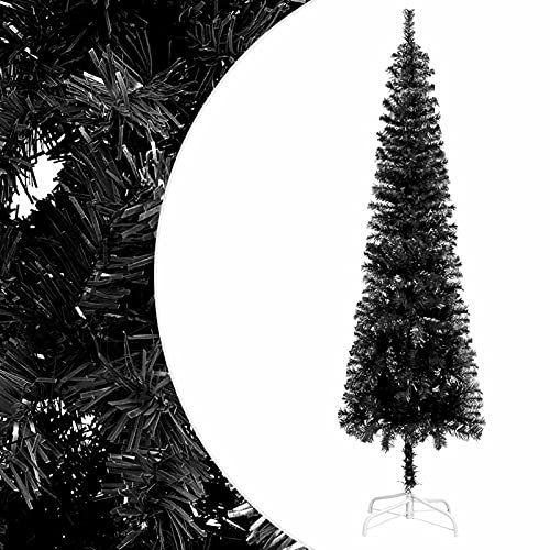Susany Albero di Natale Sottile, Albero di Natale Decorato, Albero di Natale Slim, Albero di Natale Artificiale, Sottile Nero 150 cm