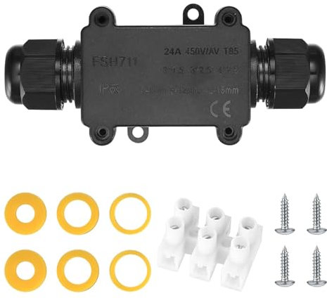 IP68 wasserdichte Abzweigdose, 2 Wege Kabelverbinder, externe Verteilerdose Außen, Leitung M20 Kabelbox Drahtverbinder Drahtbereich 5-9 mm & 9-12 mm mit 3-Pin Klemmen Wasserdicht